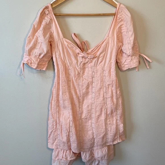 Lulus Pink Ryleigh Tie-Front Lace Mini Dress - Picture 2 of 11